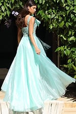 green embellished bodice long dress K48130