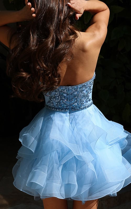 blue corset bodice ruffled dress K52181