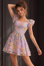 floral mini dress with multi color flowers K52703