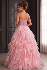 embellished ruffled skirt strapless pinik dress K53334