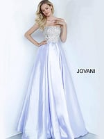 Model in Jovani K66689 flowing lilac gown with embellishments