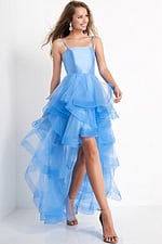 blue corset bodice ruffled skirt dress K66708