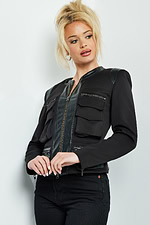Model wearing M116 black jacket featuring a zip-up front and pockets.