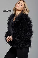 Model wearing Black Ostrich Feather Ready to Wear Jacket M63366