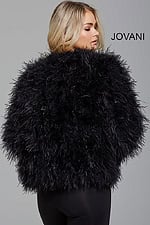 Model wearing Black Ostrich Feather Ready to Wear Jacket M63366