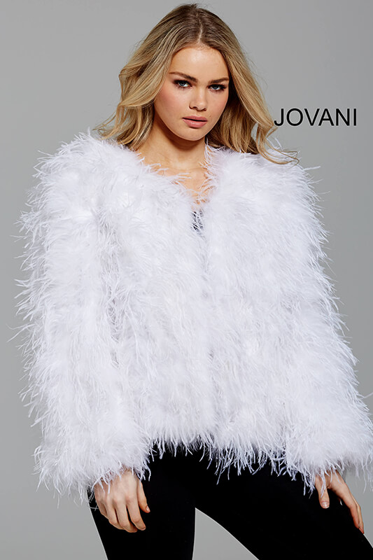 【deres】feather spring coat Black Ostrich Feather Ready to Wear Jacket M63366 | Jovani