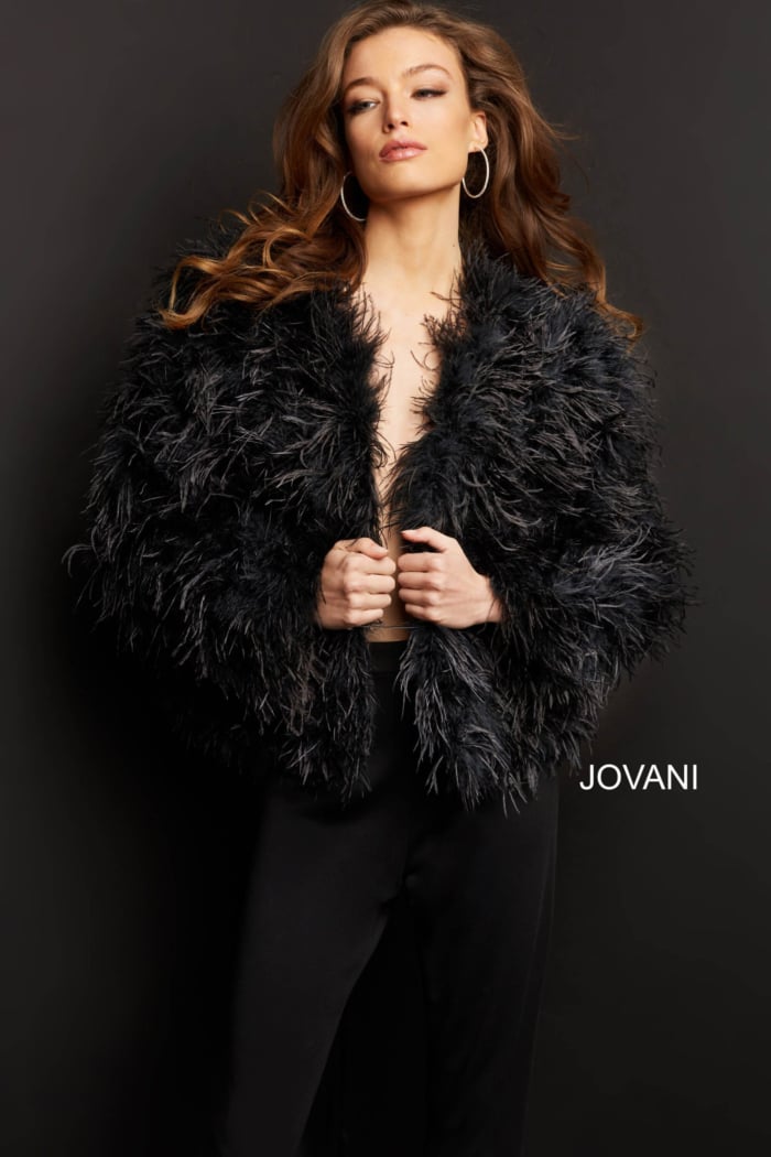 Black Ostrich Feather Ready to Wear Jacket M63366