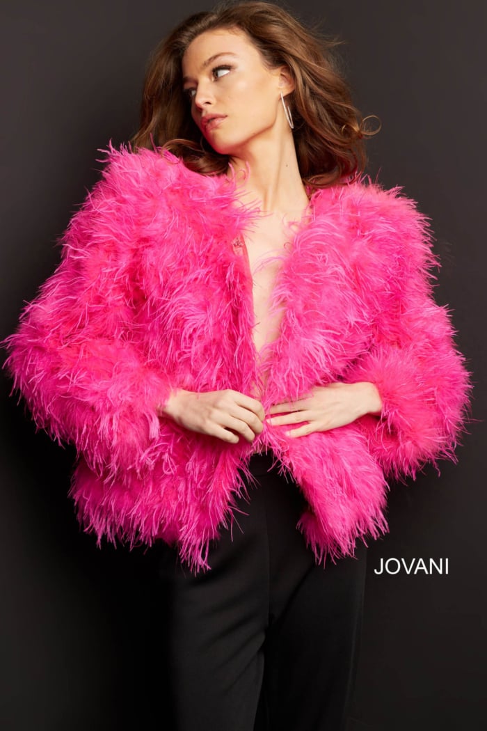 Black Ostrich Feather Ready to Wear Jacket M63366