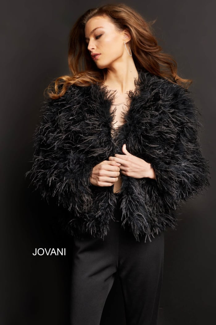 Black Ostrich Feather Ready to Wear Jacket M63366