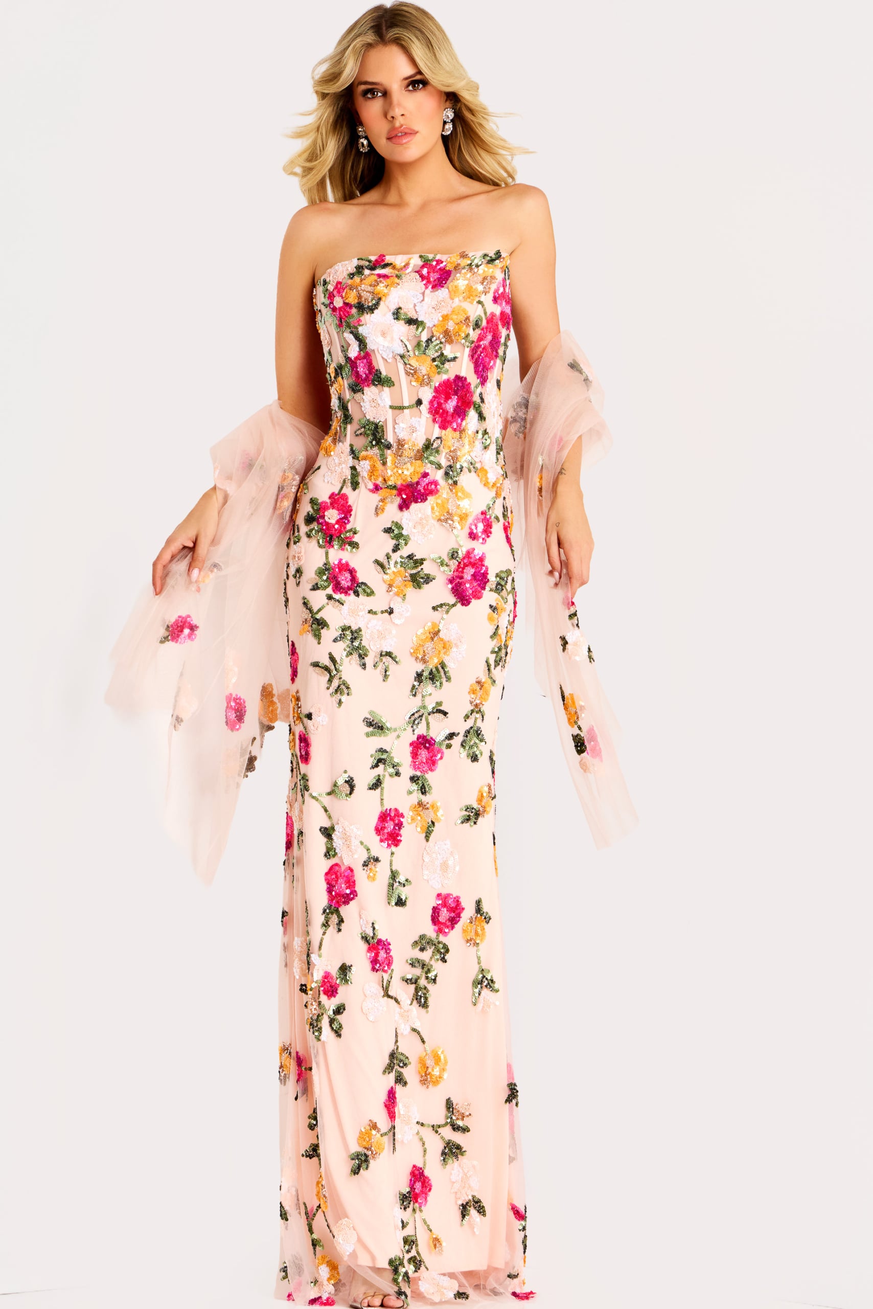 mob formal dresses Glitter-Embellished Short Sleeves Long Mother Of The Bride Dress main image 0