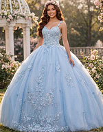Light blue tulle ball gown