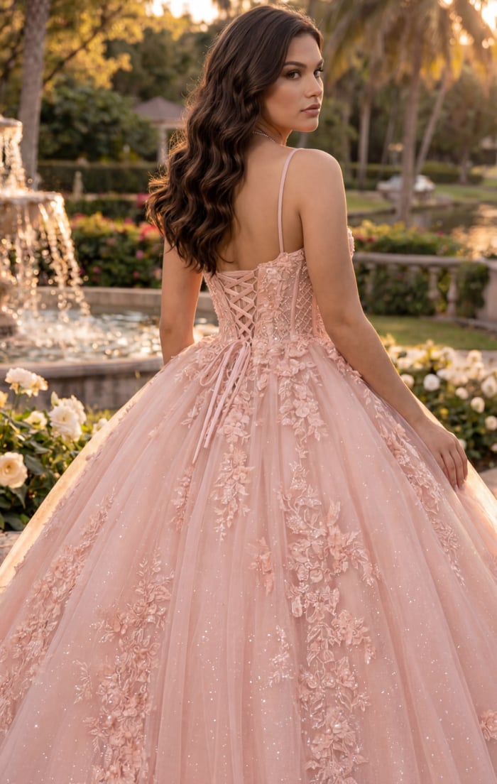 Pink tulle ball gown