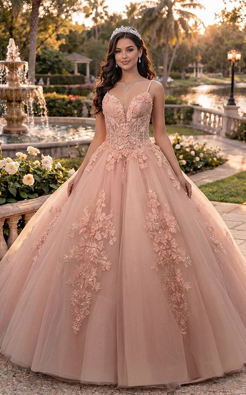 Lace-up back blush gown