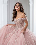 off the shoulder pink ball gown  Q43434