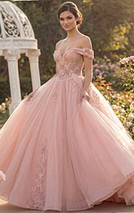 Off-shoulder corset quinceañera gown