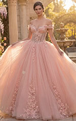 Glitter tulle pink ball gown