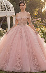 Lace-up back blush ball gown