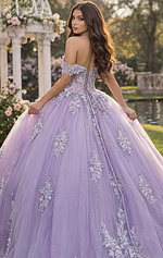 Lilac off-shoulder corset ball gown