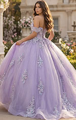 Purple tulle embroidered ball gown