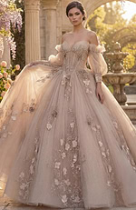 Nude corset tulle ball gown