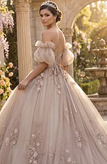 Puff sleeve off-shoulder ball gown