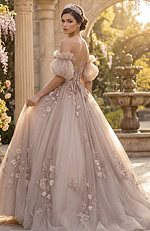 Lace-up back tulle ball gown