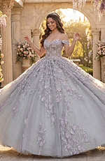 Off-shoulder floral corset ball gown