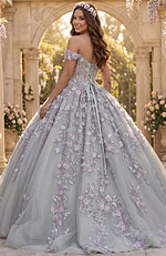 Lace-up back floral ball gown