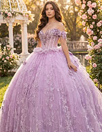 Lilac off-shoulder ball gown