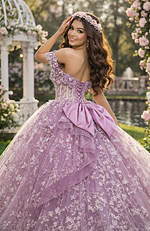 Purple corset tulle ball gown