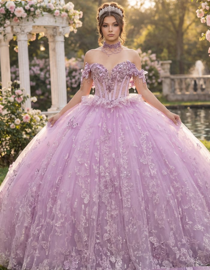 Embellished corset ball gown