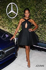 Model wearing Regina King Wears Jovani to the 2016 Variety and Women In Film's Pre-Emmy Celebration