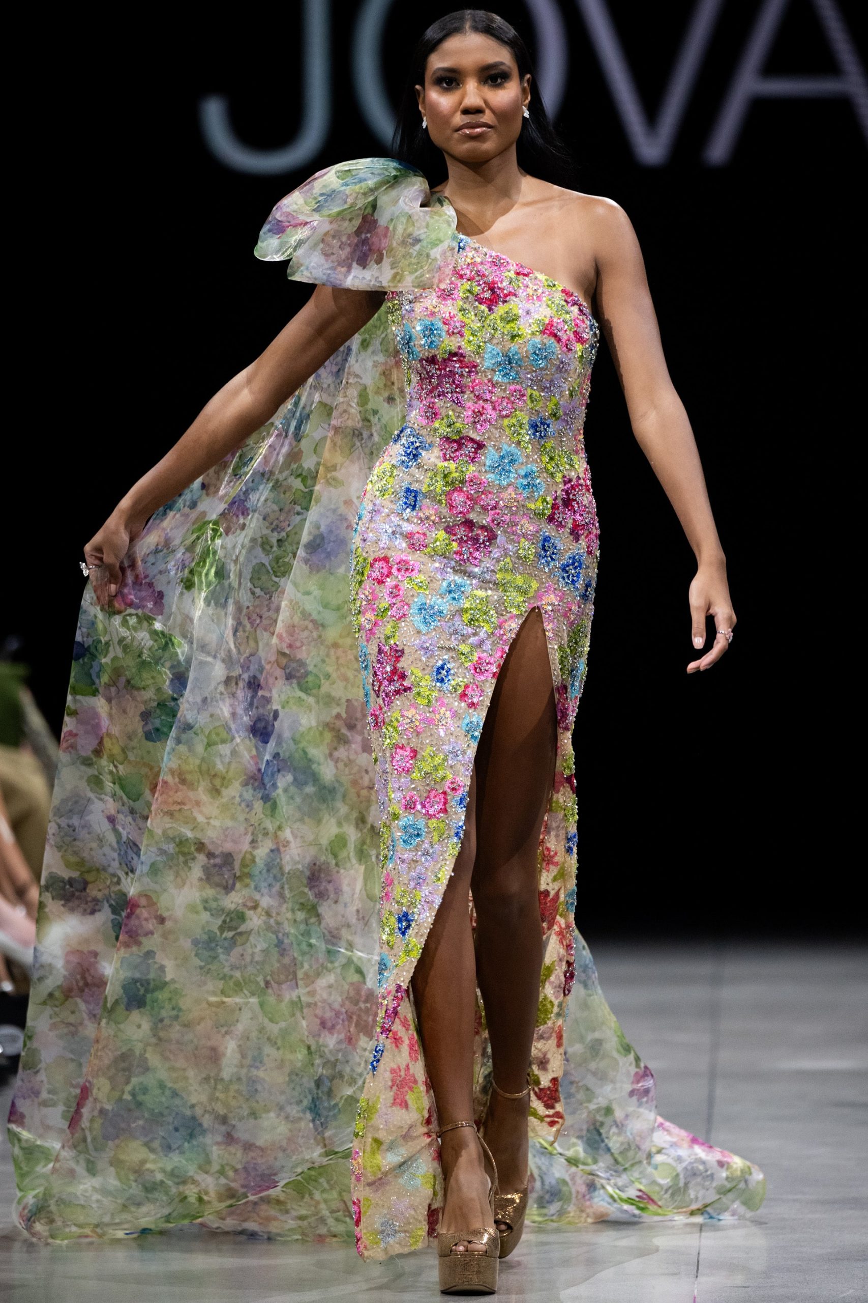 Multi Colored Beaded One Shoulder Dress S37492 | Jovani