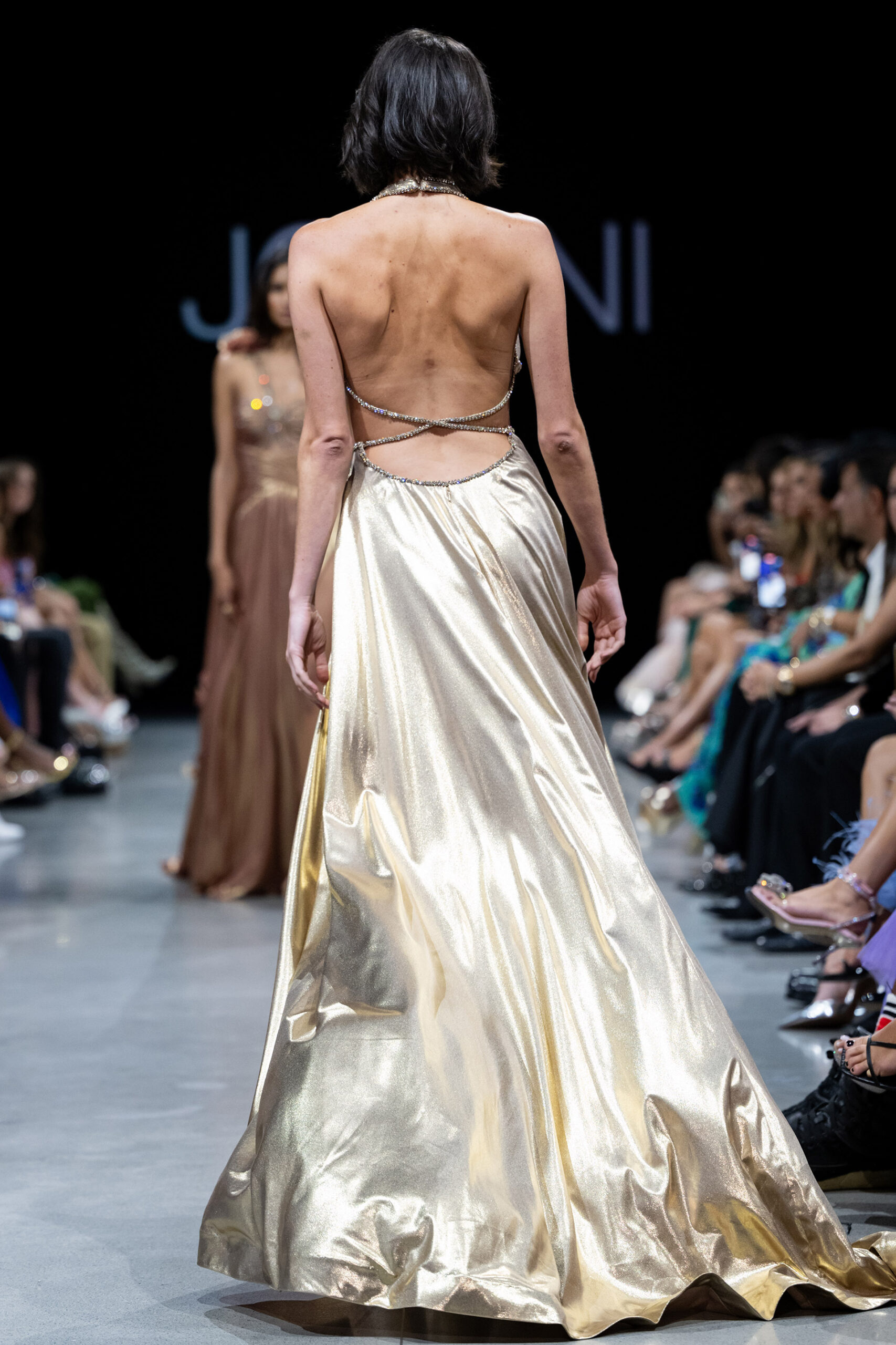 Gold Halter Neckline Metallic Dress S37498 | Jovani