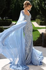 Beaded fitted dress with sheer overlay and delicate detailing