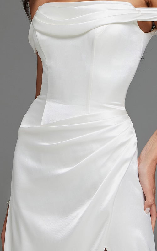 satin wedding dress with ruched bodice S59780