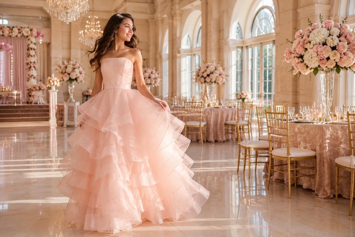 Blush pink Bat Mitzvah celebration entrance