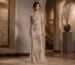 Beige sequin pearl evening gown