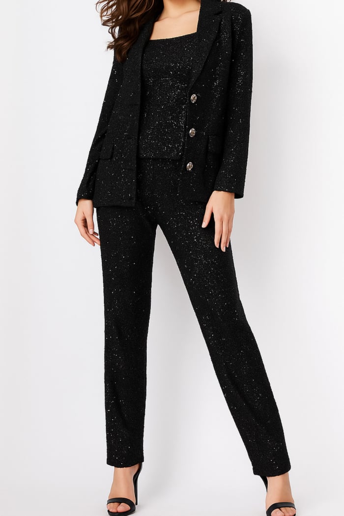 black three piece pantsuit 25773