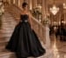 Black ball gown at sorority formal