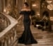 Black ruffle mermaid gown formal wedding guest