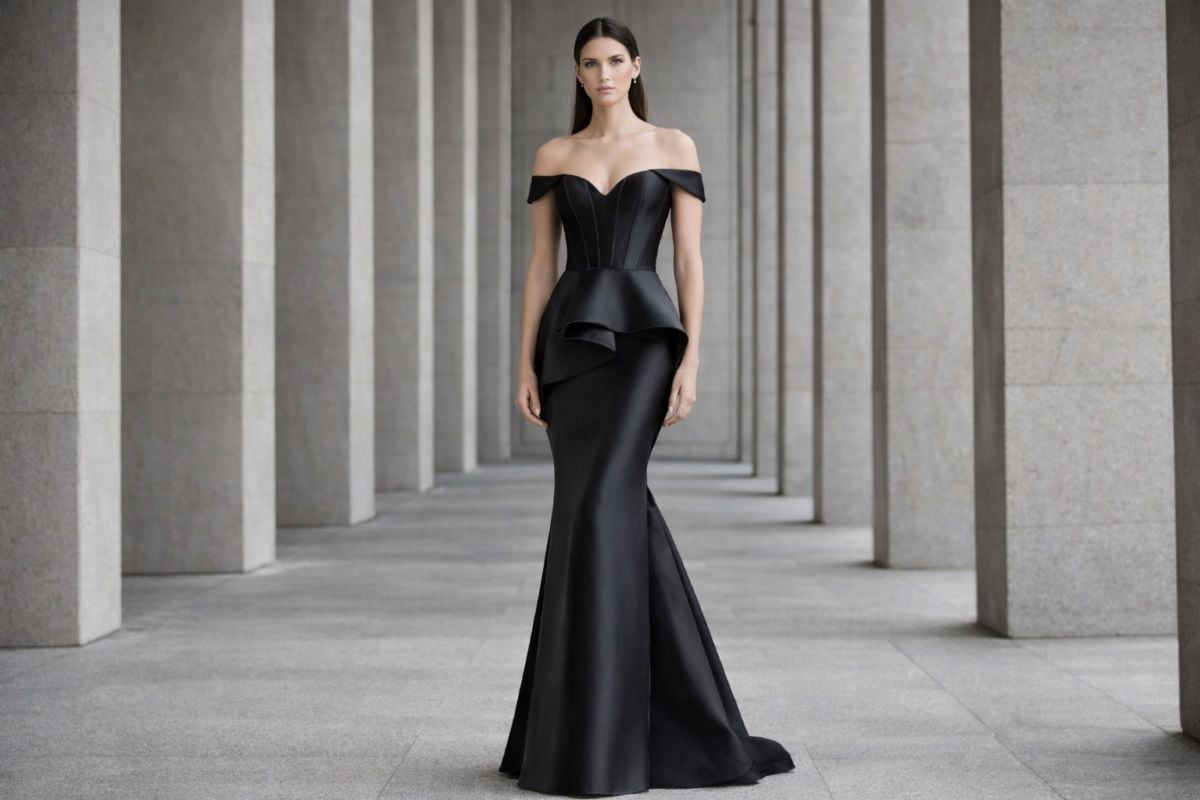 Structured black mermaid gown