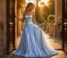Elegant blue ball gown entrance moment