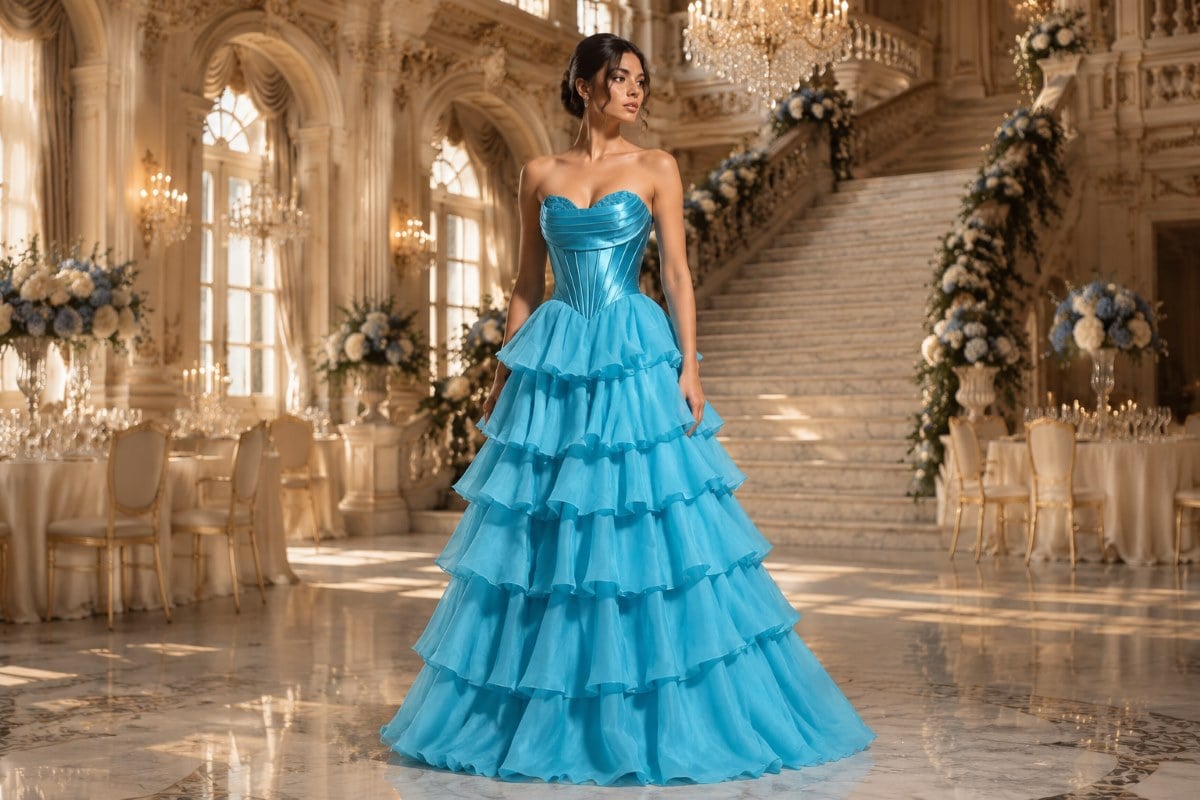 Blue royal ball prom gown