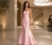 Blush pink satin mermaid evening gown