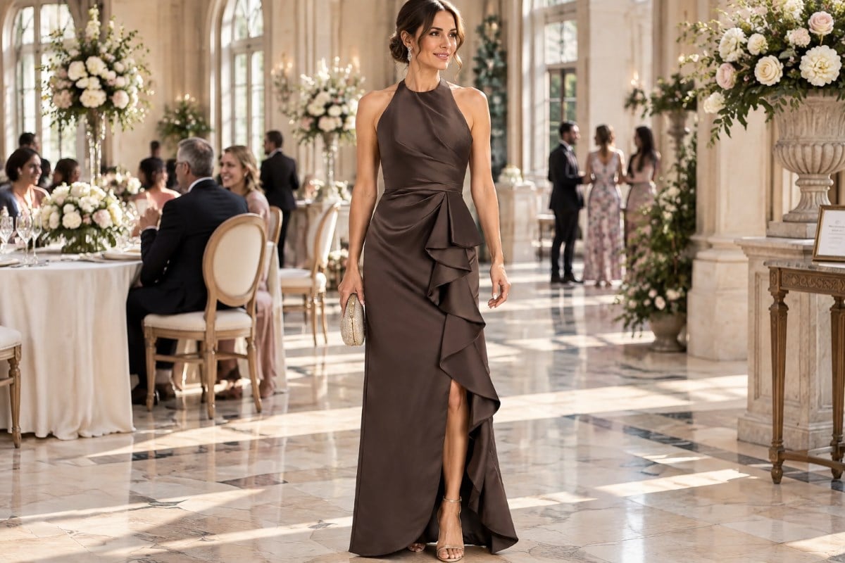 Brown formal communion guest gown