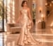 Champagne Beige Gown in Luxury Hotel Lobby
