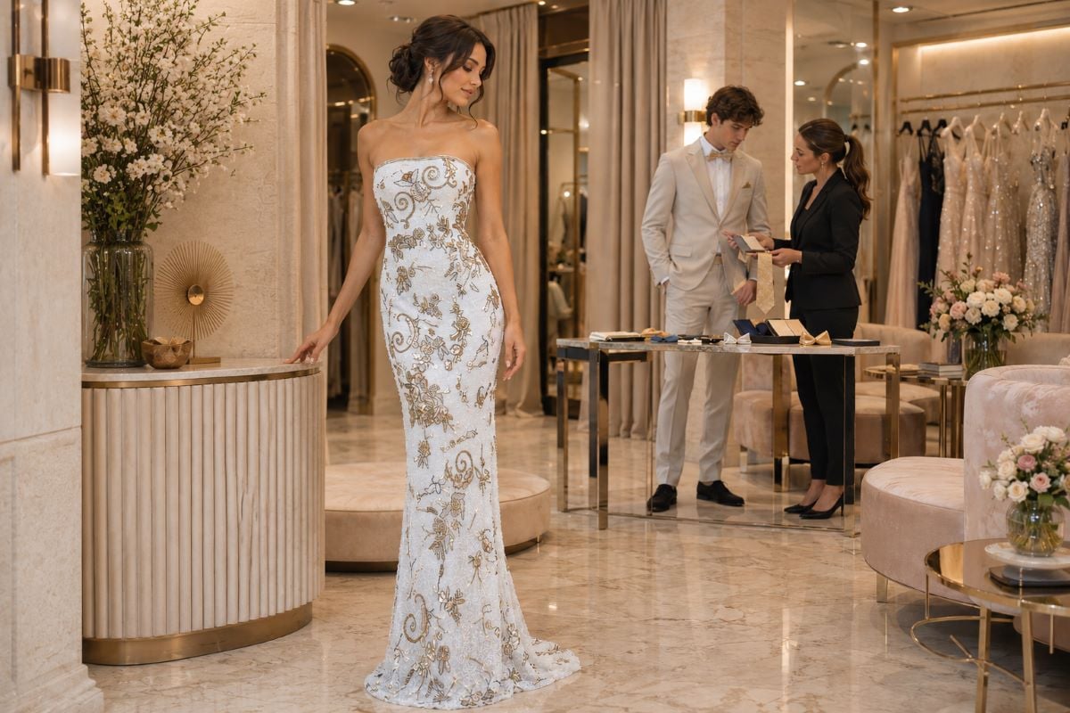 Choosing prom dress before date outfit