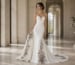 strapless sweetheart gown with floral embroidered train in luxury interior
