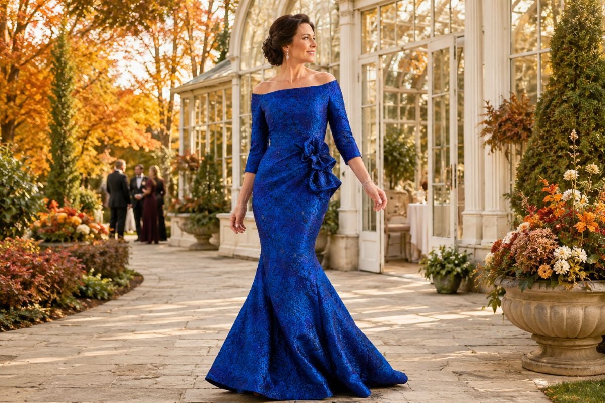 Cobalt fall mother of bride gown